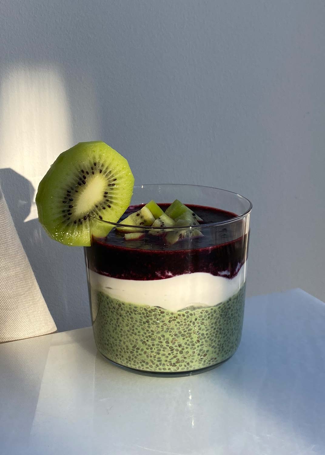 Blueberry Matcha Chia Pudding