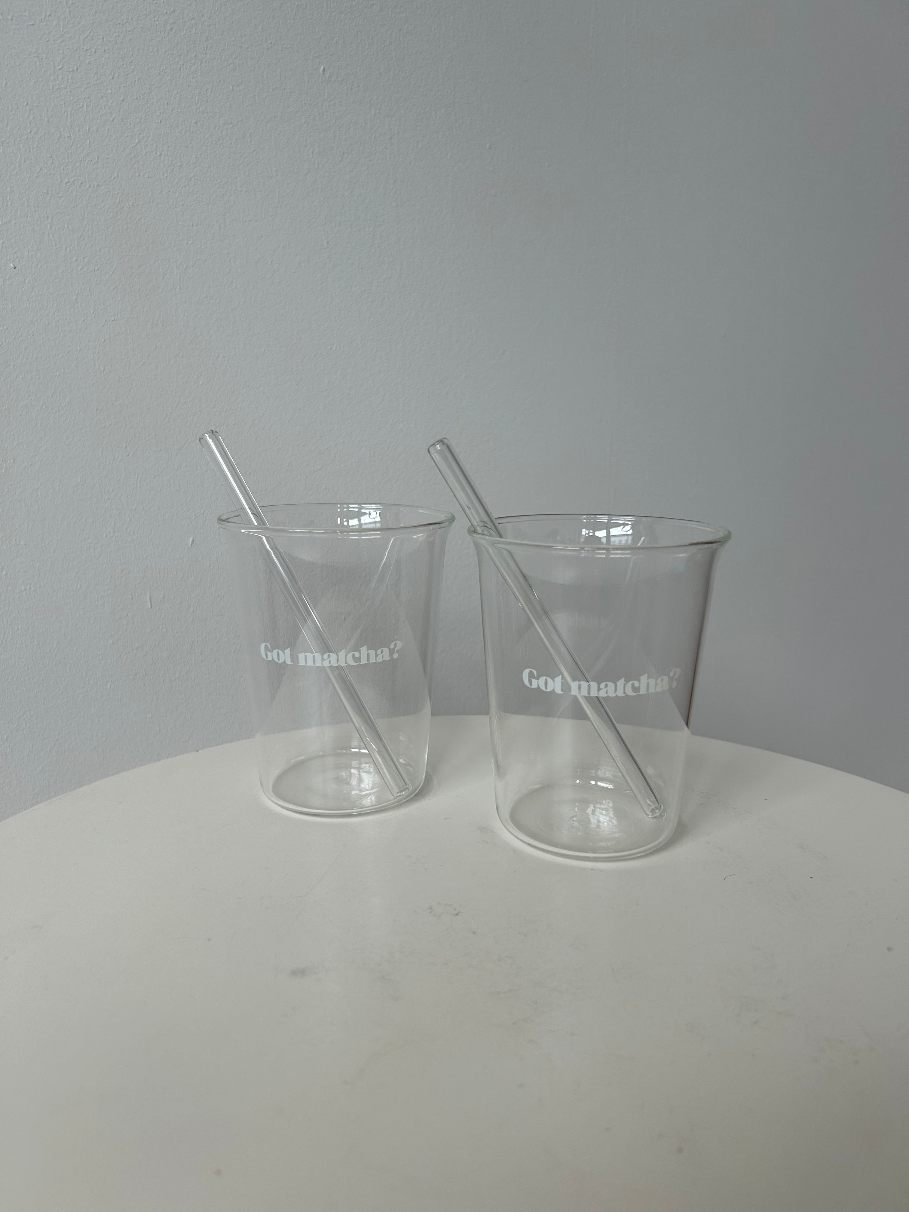 Matcha Glass Set with Glass Straws