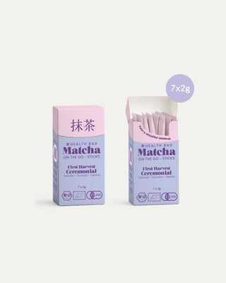 Bio Ceremonial Matcha 2 Go Sticks aus Uji – 1. Ernte, 7 x 2 g