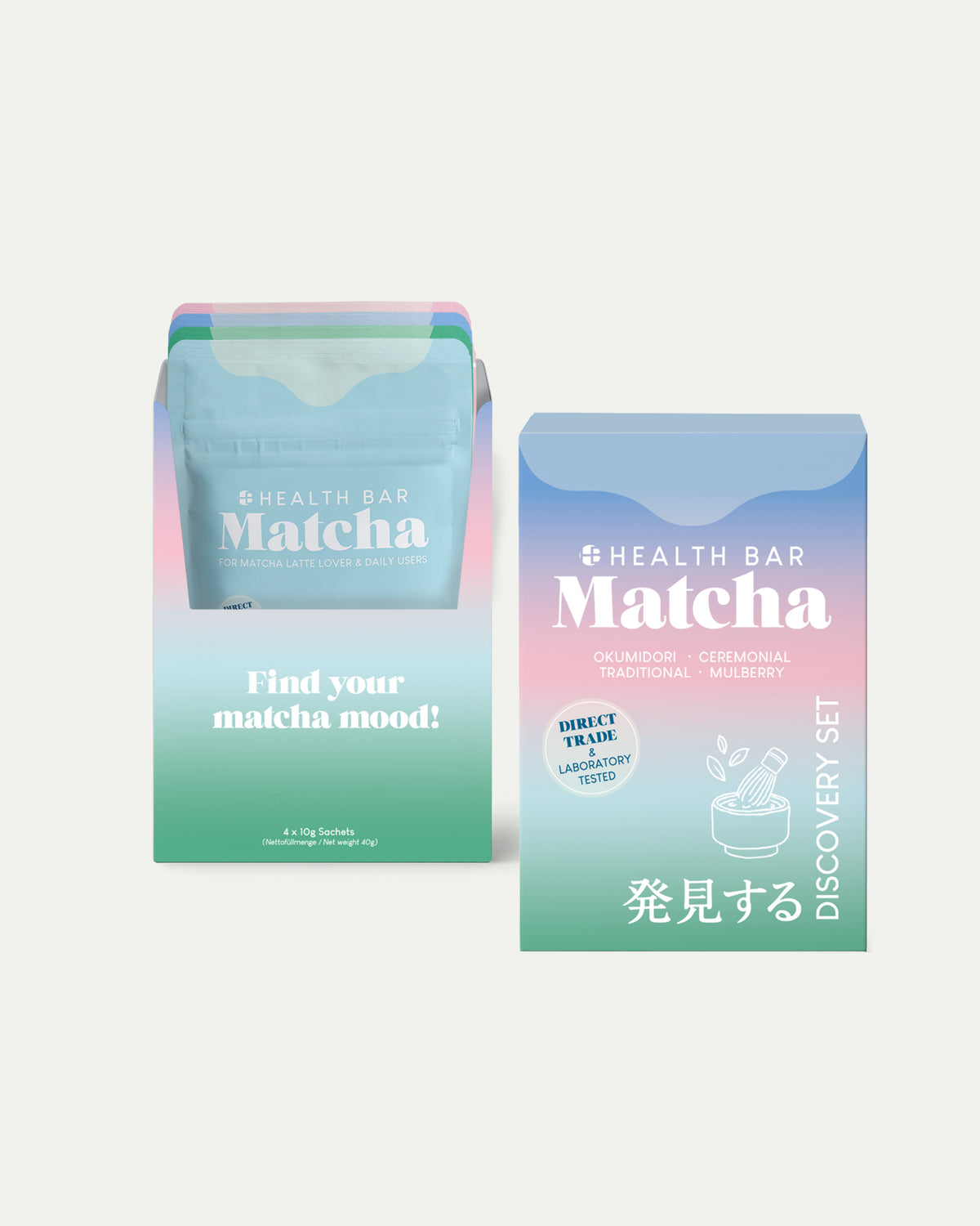Bio Matcha Probierset mit 4 Sorten à 10 g – Matcha und japanische Teespezialitäten von Health Bar