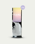 Bio Matcha Pulver 30 g Ceremonial von Health Bar als Refill im luftdichten, silbernen Nachfüllbeutel mit pastellfarbenem Label auf hellem Hintergrund