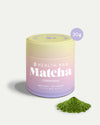 Health Bar Bio Matcha Pulver Ceremonial 30g Dose mit grünem Matcha Tee Pulver auf weißem Hintergrund