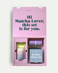 Health Bar Matcha Geschenkset in rosa Box mit Aufschrift Hi Matcha Lover this set is for you, inklusive Bio Matcha Pulver, Chasen Matcha Besen und Kumo Chawan Schale in Vanilla, hochwertiges Matcha Starter Set für traditionelle Zubereitung