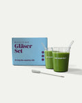Gläser Set für Matcha Latte von Health Bar mit 2 Trinkgläsern Glasstrohhalmen und Bürste