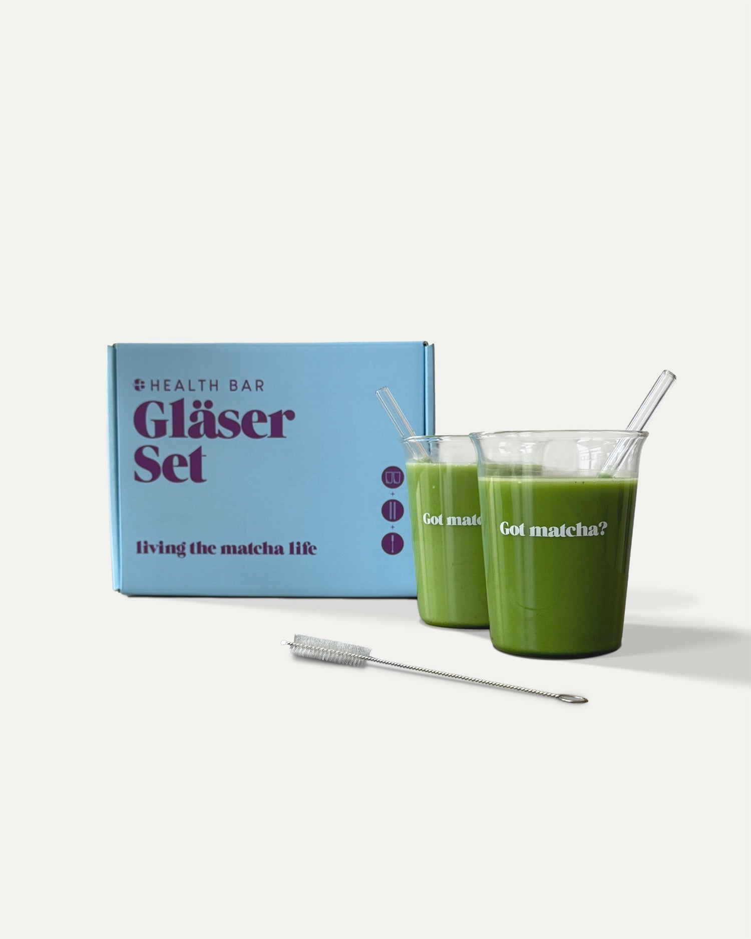 Matcha Glass Set with Glass Straws