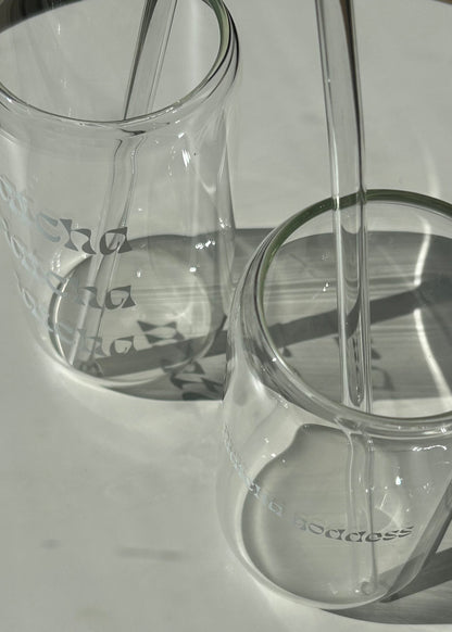 Matcha Gläser Set mit Glas Strohalmen