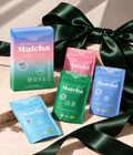 Bio Matcha Discovery Set von Health Bar als Geschenk mit grünem Satinband