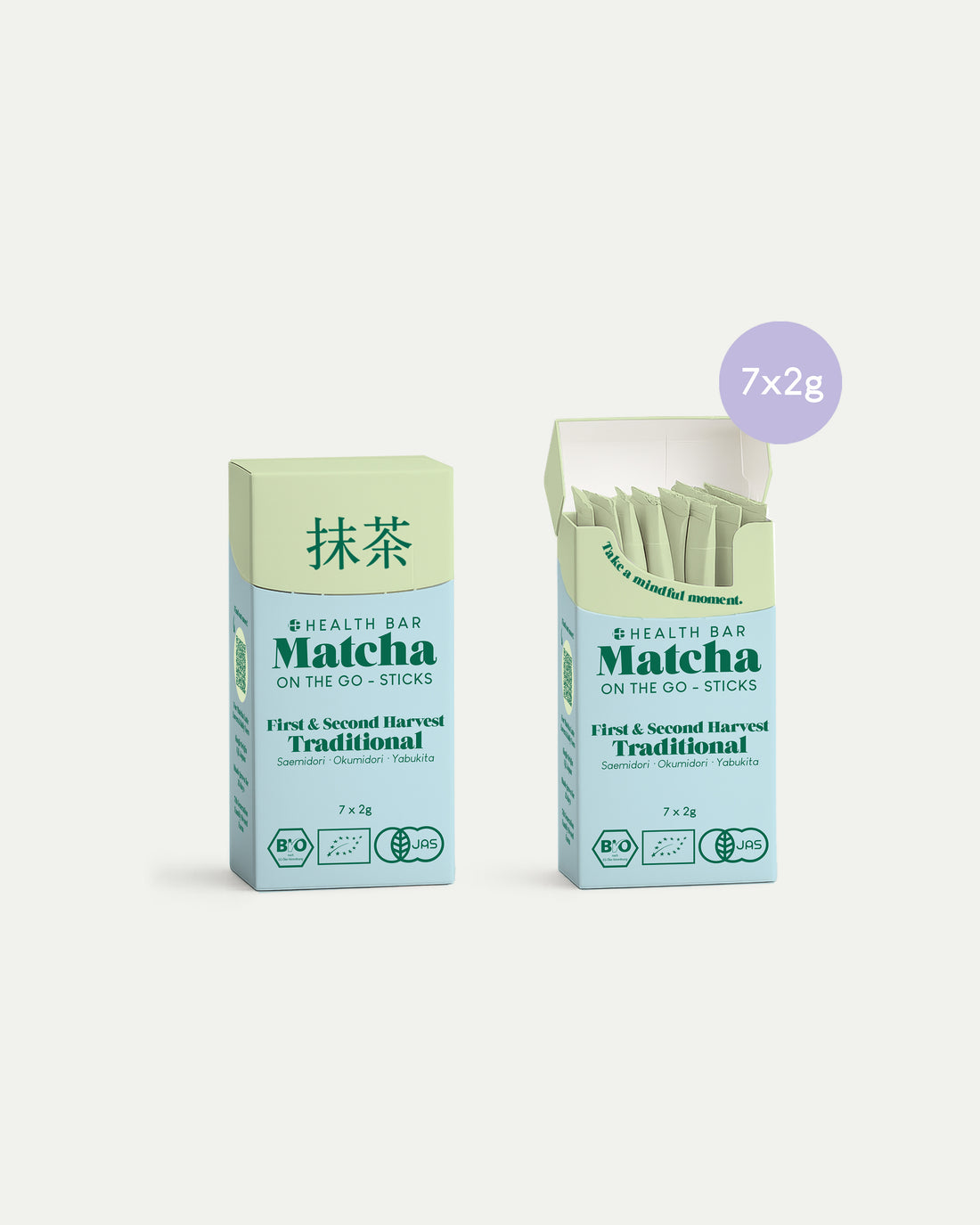Bio Traditional Matcha 2 Go Sticks aus Uji – 1. und 2. Ernte, 7 x 2 g