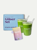 Stefanies Summer Iced Matcha Edit – Bio Matcha Ceremonial 30g Pouch und Gläser Set mit Glasstrohhalmen von Health Bar