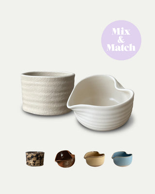Set de bols à matcha – dans le design de votre choix – en céramique faite à la main